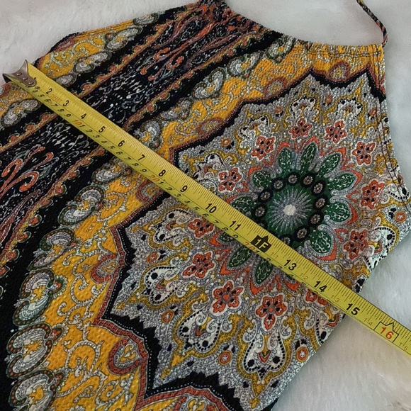 SEXY! Vintage Halter Body Con Midi Dress Multi print Size S-M - Picture 10 of 11